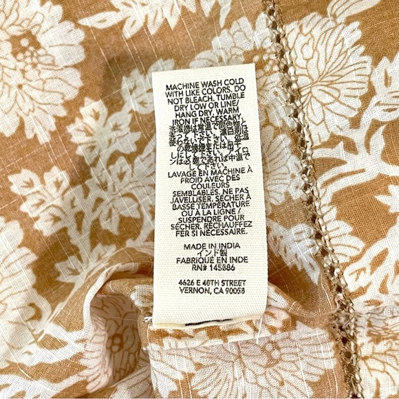 The GREAT. The Garland Top Puff Sleeve Boho Blouse Oat Wild Brush Floral 0 XS - Picture 16 of 16